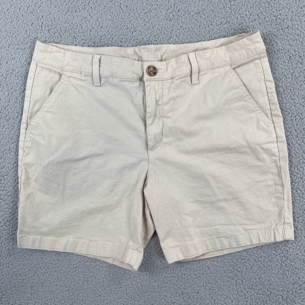 Chubbies Chino Shorts Men 34 Beige Cotton 7" Inseam Elastic Waist Pockets